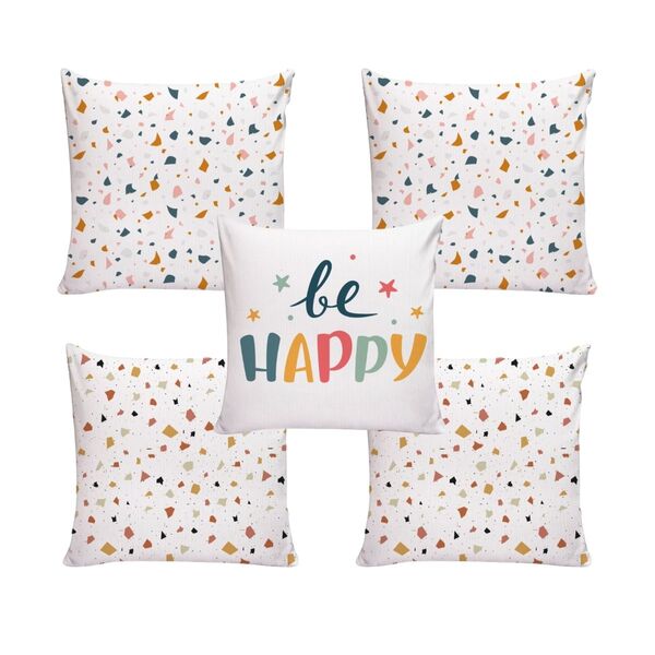 Kit 5 Almofadas Decorativas Para Sofá Cheias 40x40 Be Happy B