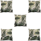 Kit 5 Almofadas Impermeável Folha Costela De Adão Estampa Dig