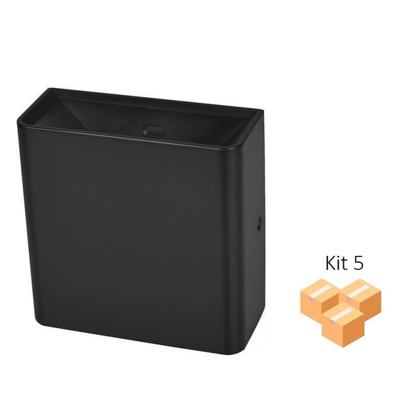 Kit 5 Arandela 3w 3000k Ip65 Preto Abs