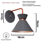 Kit 5 Arandela Parede Berlin 15cm Cinza C/ Cobre