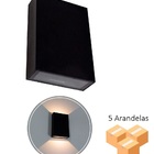 Kit 5 Arandelas Double 4w 3000k Preto Bivolt