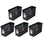 Kit 5 Arquivos Plástico 42x27cm Estreito Furação Preto Ordene