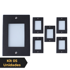Kit 5 Balizador De Embutir Escada Parede Preto 4x2 Alumínio