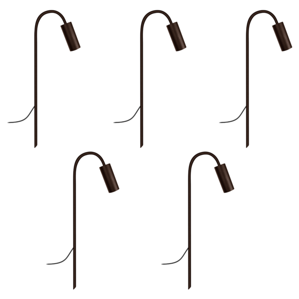 Kit 5 Balizadores Luminária Espeto Jardim Curvo Marrom 50cm