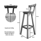 Kit 5 Bancos Altos Girafa Com Encosto Em Madeira De Lei Maciça