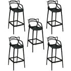 Kit 5 Banqueta Alta Allegra Com Encosto Design Cozinha/bancad