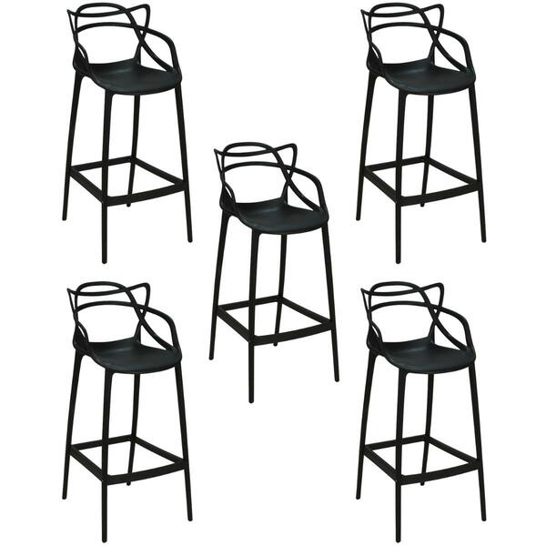 Kit 5 Banqueta Alta Allegra Com Encosto Design Cozinha/bancad