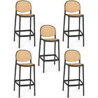 Kit 5 Banqueta Alta Com Encosto Roma Em Polipropileno Cozinha