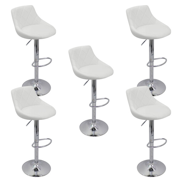 Kit 5 Banqueta Milano Carmel Estofada Giratória C/ Regulagem