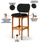 Kit 5 Banquetas Alta Bar Cozinha Sala Jantar Fixa Betta L02 I