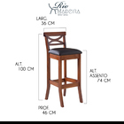 Kit 5 Banquetas Alta Estofada Copacabana 39 X 100 Cm Madeira