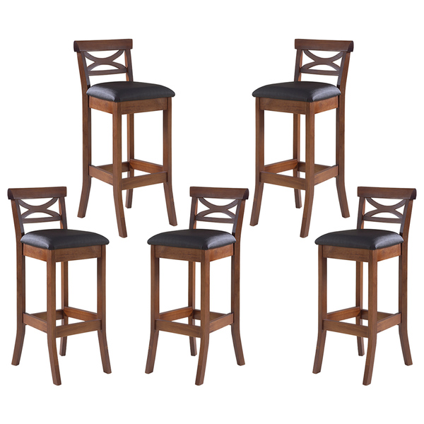 Kit 5 Banquetas Alta Estofada Copacabana 39 X 100 Cm Madeira