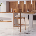 Kit 5 Banquetas Alta Estofada França 46 X 106 Cm Madeira Maci