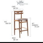 Kit 5 Banquetas Alta Estofada França 46 X 106 Cm Madeira Maci