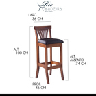 Kit 5 Banquetas Alta Estofada Valentina 36 X 100 Cm Madeira M