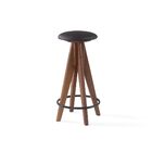 Kit 5 Banquetas Alta Madeira Maciça Ozil Facto Preto/imbuia G