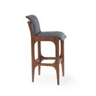 Kit 5 Banquetas Alta Madeira Maciça Pedri Linho Cinza/imbuia