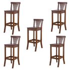 Kit 5 Banquetas Alta Madeira Maciça Pontes Madeira Imbuia G42