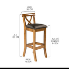 Kit 5 Banquetas Alta Para Área Gourmet  36x100 Cm Paris Madei