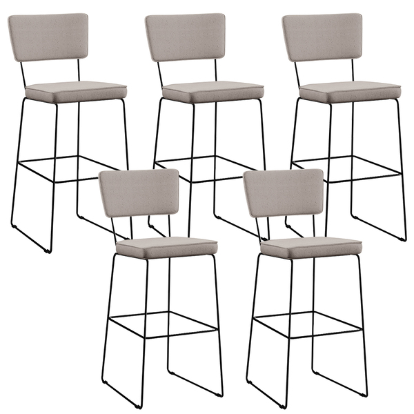 Kit 5 Banquetas Alta Para Cozinha Sala De Jantar Base Em Aço