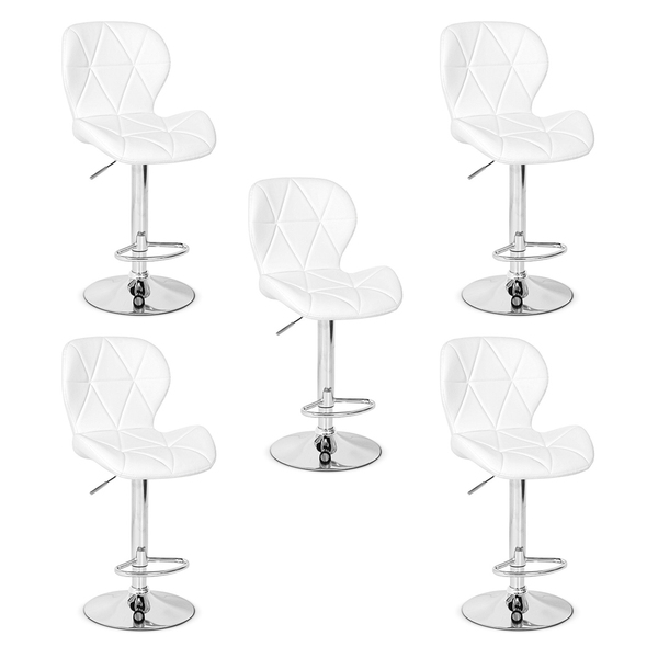 Kit 5 Banquetas Altas Com Encosto Giratória E Regulagem De Al