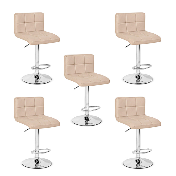 Kit 5 Banquetas Altas Com Encosto Giratória E Regulagem De Al