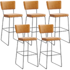 Kit 5 Banquetas Altas Cozinha Sala Jantar Base Em Aço Fixa Al