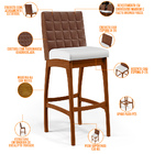 Kit 5 Banquetas Altas Cozinha Sala Jantar Fixa Mila L02 Courí