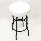 Kit 5 Banquetas Bar Alta Giratória Preta Assento Branco - Pol