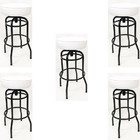 Kit 5 Banquetas Bar Alta Giratória Preta Assento Branco - Pol