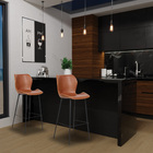 Kit 5 Banquetas Base Aço Fixa Naboo Pu Marrom G56 - Gran Belo