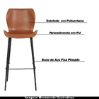 Kit 5 Banquetas Base Aço Fixa Naboo Pu Marrom G56 - Gran Belo