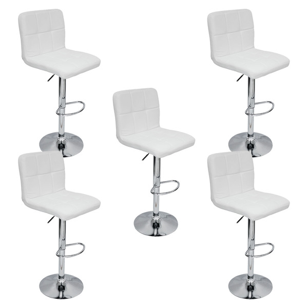 Kit 5 Banquetas Confort Gomos Estofada Couro Giratória C/ Reg