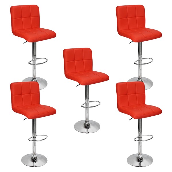 Kit 5 Banquetas Confort Gomos Estofada Couro Giratória C/ Reg