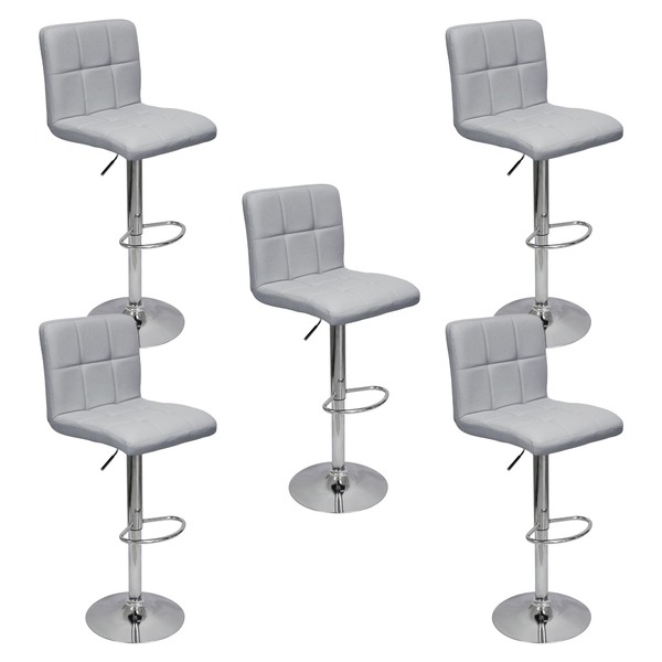 Kit 5 Banquetas Confort Gomos Estofada Couro Giratória C/ Reg