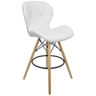 Kit 5 Banquetas Slim Eiffel Wood Estofada - Branco