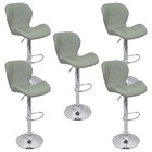 Kit 5 Banquetas Slim Estofada Giratória C/ Regulagem - Cinza