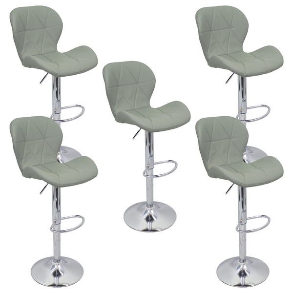 Kit 5 Banquetas Slim Estofada Giratória C/ Regulagem - Cinza