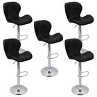 Kit 5 Banquetas Slim Estofada Giratória C/ Regulagem - Preto