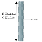 Kit 5 Barra Roscada Zincada De 1 Metro Unc Stein 3/16
