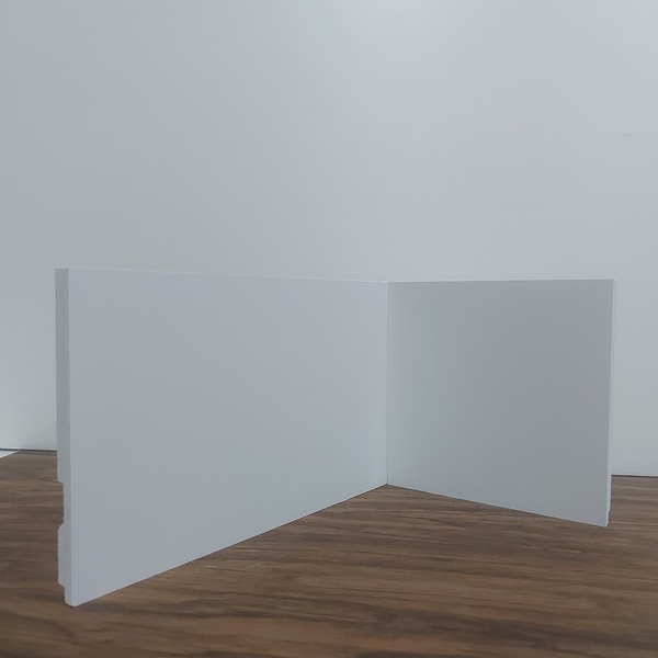 Kit 5 Barras Rodapé Poliestireno 15cm de Altura Liso Branco (