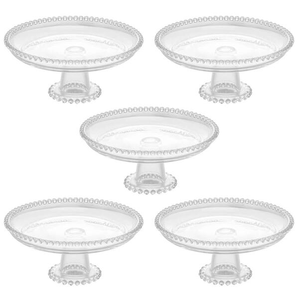 Kit 5 Boleiras De Cristal Wolff Pearl 20x9cm Prato Com Pedest