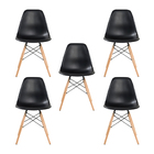 Kit 5 Cadeira Decorativa Para Sala E Cozinha Garabit Preto G0