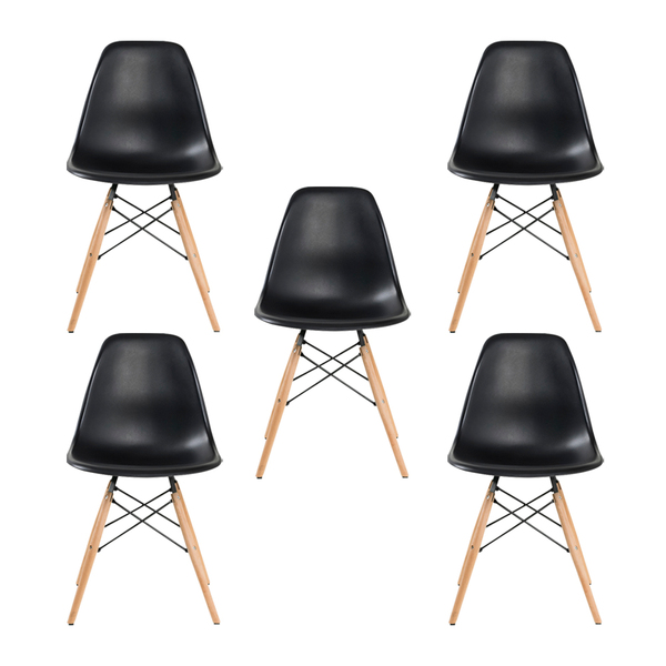 Kit 5 Cadeira Decorativa Para Sala E Cozinha Garabit Preto G0