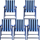 Kit 5 Cadeira Praia Dobrável Madeira Black-list Preto/branco