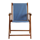 Kit 5 Cadeira Praia Dobrável Madeira Envernizada-azul