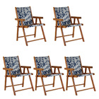 Kit 5 Cadeira Praia Dobrável Madeira Envernizada-folhas Branc