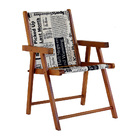 Kit 5 Cadeira Praia Dobrável Madeira Envernizada-jornal