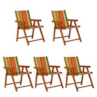 Kit 5 Cadeira Praia Dobrável Madeira Envernizada-list Laranja