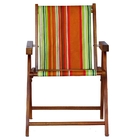 Kit 5 Cadeira Praia Dobrável Madeira Envernizada-list Laranja